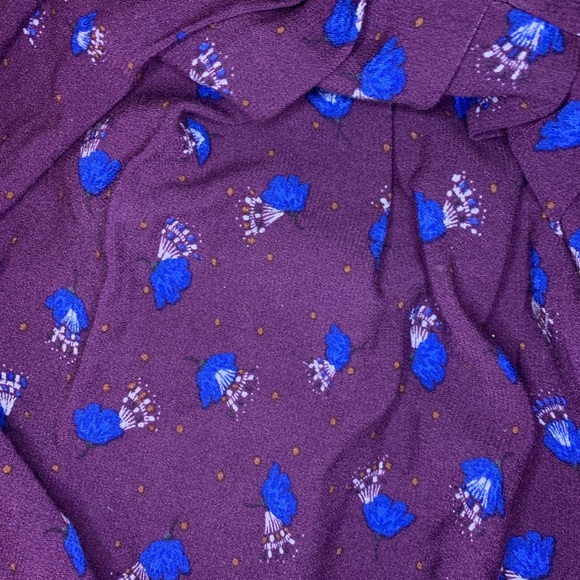 Free People Purple Blue Floral Long Sleeve Dress - Picture 4 of 6